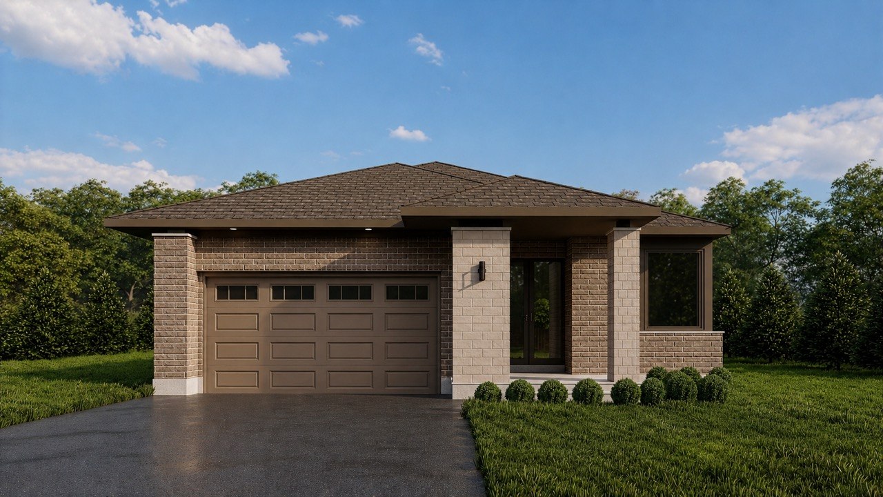 Millwood bungalow model home exterior — Olympia Homes Carleton Place
